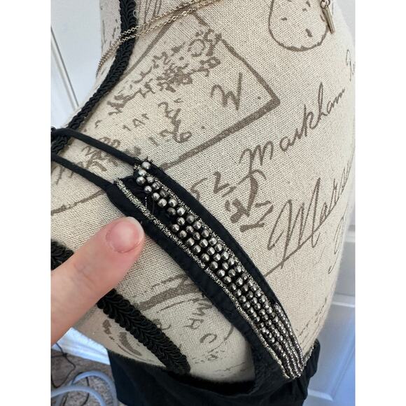 Free People Women’s sz M Black Beaded Toe Tank Top Backless 100% cotton - Picture 11 of 11